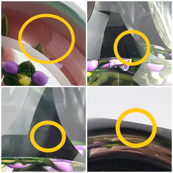 Perthshire PP221 2000 Amethyst & Yellow Flower Bouquet Faceted Paperweight Cert - Picture 15 of 16